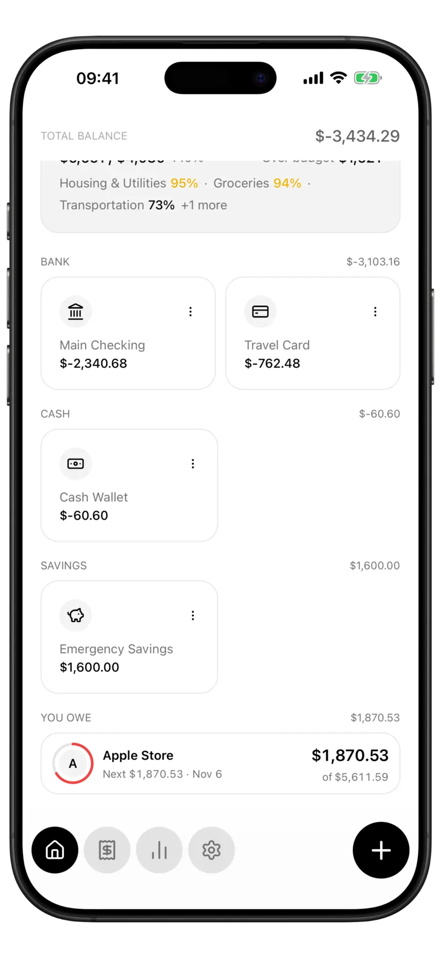 Budgie Home screen with an installment plan under You owe showing the next payment